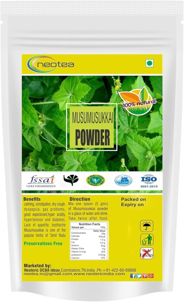 Neotea Flax Musumusukkai Toz | Mukai Maderaspatana Toz 300 Gm Pack of 1 | Natural Herbal Supplement | Organik ve Non-GMO | Ayurvedik Wellness ve Sağlık Desteği