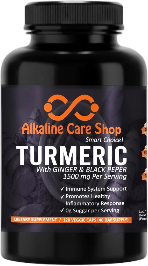 Enfeksiyon |Turmeric Curcumin Supplement 1500 mg with Organic Turmeric, Ginger & Black Pepper for Best Abors | Non-GMO | Ortak ve Sağlıklı Inflammation Response Support (120 Veggie Capsules)