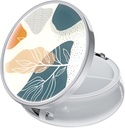 Rouidr Pill Box, 3 Karşılaştırmalı Tıp Pill Case, Small Metal Travel Medicine Box for Purse & Pocket, Silver, Abstract Boho Leaf