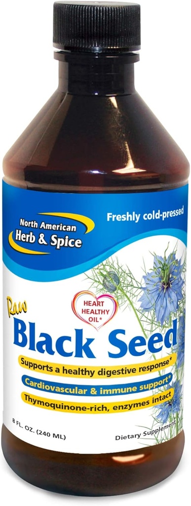 Kuzey Amerika Herb & Spice Black Seed Oil - 8 fl. oz. - Cardiovascular, Digestive & Immune Support - Contains Wild, Mediterranean Oreganol P73 Oregano Oil - Non-GMO - 48 Toplam hizmet