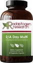 2/A Day Multi | Adult Multivitamin Supplement Iron-Free with Active Folate Quatrefolic, Chelated Minerals, Vitamins A, B6, C, D, E, K, Riboflavin, Thiamin | 60 Vegetarian Capsules