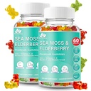 BIO VITALICA Sea Moss Gummies Elderberry BioVitalica - Βιταμίνη C D + Ψευδάργυρος - Irish Seamoss Vegan Gummy με Sea Moss Gel & Powder για Ασυλία, Detox - για Ενήλικες και Παιδιά (2Packs)
