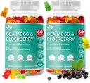 BIO VITALICA Sea Moss Gummies Elderberry BioVitalica - Βιταμίνη C D + Ψευδάργυρος - Irish Seamoss Vegan Gummy με Sea Moss Gel & Powder για Ασυλία, Detox - για Ενήλικες και Παιδιά (2Packs)