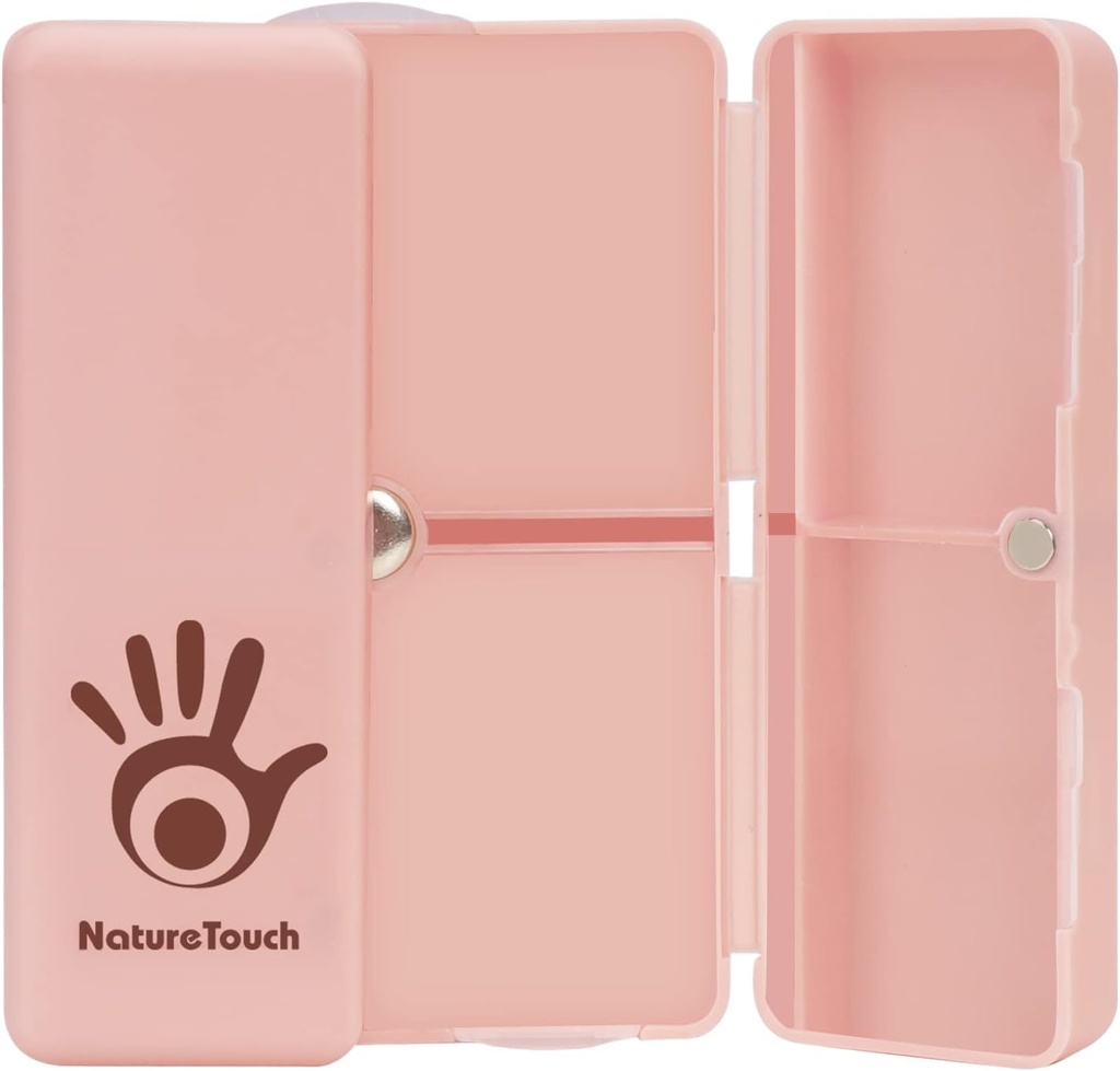 NatureTouch Pill Organizer, 7 Compartments Pill Case, Portable Pill Box for Women and Men, Φορητό αναδιπλούμενο Pill Dispenser με διπλή Lid για χάπια / Vitamin / Fish Oil / Συμπληρωματικά - Pink Box