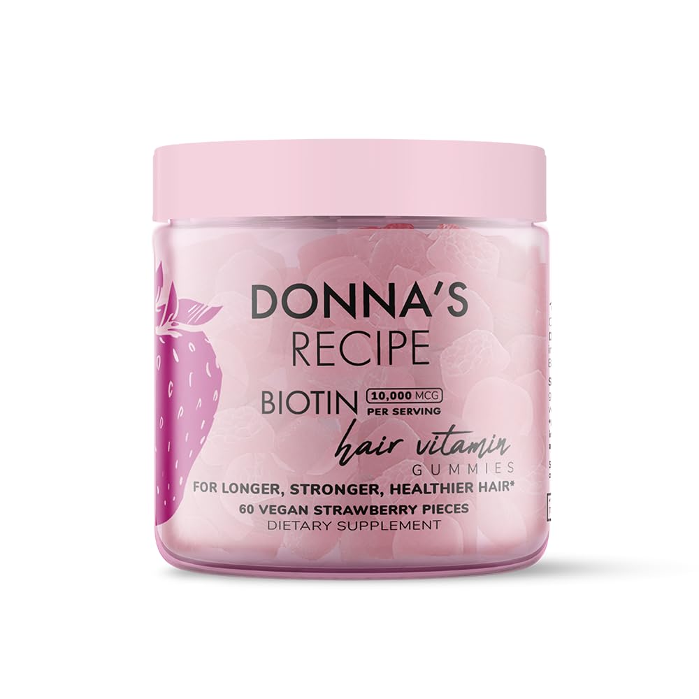 Donna'nın Recipe Tarafından Tabitha Brown | Vegan Strawberry Biotin Saç, Skin & Nails Gummies – 10.000 mcg Biotin, Clean, Non-GMO, Gluten-Free, 60 Gummies