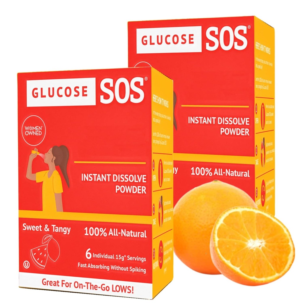 Glucose SOS Glucose Toz Paketleri Natural Dextrose, Fast-Abxia Bu, No Water Needed, Sweet & Tangy 12 Servisleri ile Ağızınızda Ayrılma