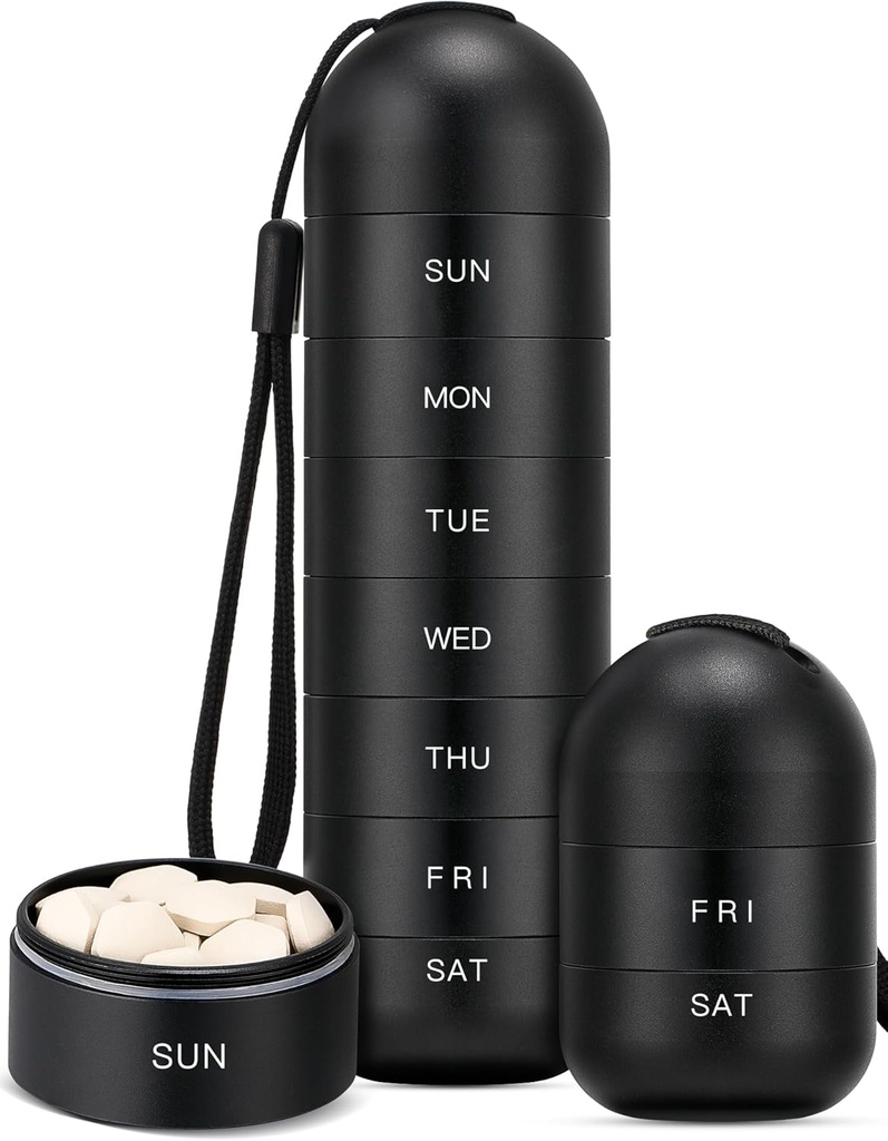 Zannaki Büyük Metal Seyahat Pill Organizer, Su Haftalık Pill Box, Portatif Alüminyum Pill Case Konteyner, Honda Free 7 Günlük Tıp Vitamini için Organize Kazananlar,Pills,Supplement