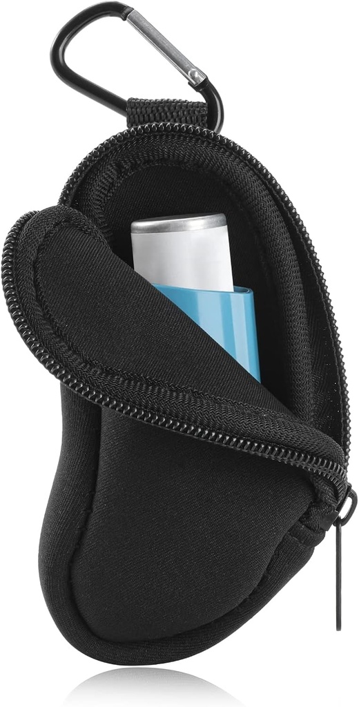 Asthma Inhalerlen Portatif Bag İzin Vermek Neoprene Travel Inhaler Mini Bag for L-Shaped Inhaler, Inhaler Not included (Black)