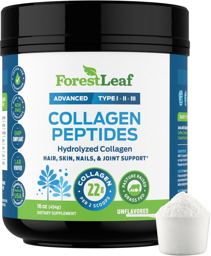 OrmanLeaf Collagen, Toz Unflavored - Hydrolyzed Grass Fed Keto Collagen Protein Toz Tip 1, 2 & 3 - Vital Hair, Skin, Nails, Ortaklar, Recovery, 11g Per Service