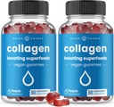 NutraChamps Collagen Ενισχύοντας Gummies, Collagen Booster Gummy για τη φυσική παραγωγή κολλαγόνου, Vegan Pectin Συμπληρώματα Chews για γυναίκες & άνδρες, 60 Peach Gummies (πακέτο των 2)
