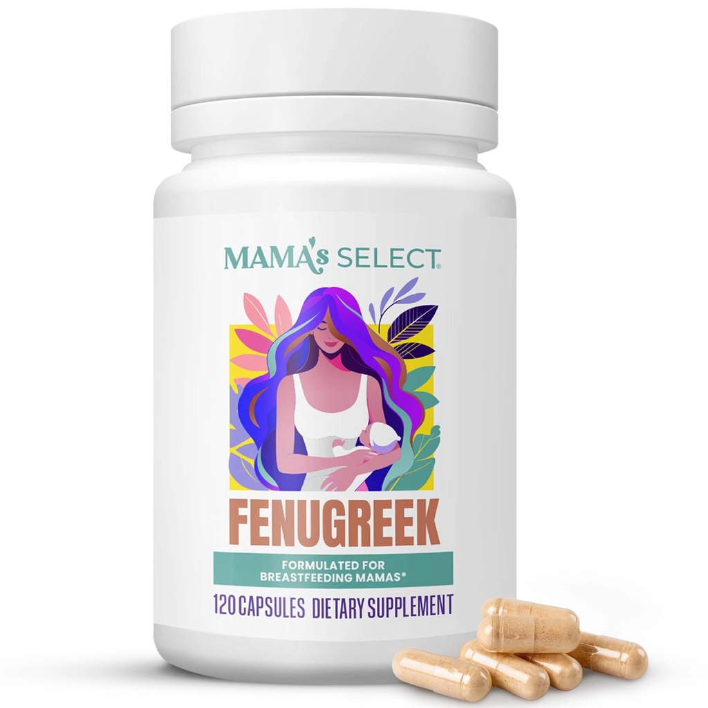 Mama's Select Organic Fenugreek Κάψουλες – Natural Herbal Lactation Supplement to Boost Milk Supply, Vegan Digestive Health Aid, Allergen-Free & Non-GMO, USA-Made for Maturing Moms