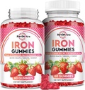 Iron Gummies - με ασβέστιο, ψευδάργυρο, φολικό & βιταμίνη B12, C, B6 για ενήλικες & παιδιά - Blood Builder & Energy Support for Iron Deficiency, Anemia, Vegan - 2 Pack Frowma Flavour,60 Gummies