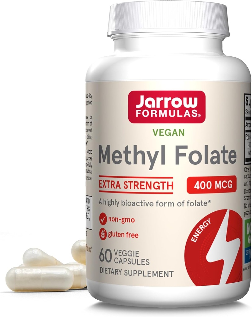 Jarow Formulas Extra Strength methyl folate 400 mcg, συμπλήρωμα διατροφής για την καρδιοαγγειακή και νευρολογική υποστήριξη υγείας, 60 κάψουλες λαχανικών, 60 ημέρες προσφοράς
