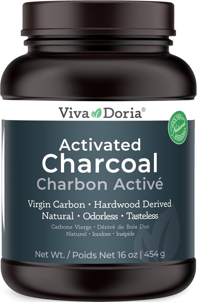 Viva Doria Virgin Aktif Charcoal Toz, Hardwood Derived, Food Grade, 16 Oz (1 Pound)
