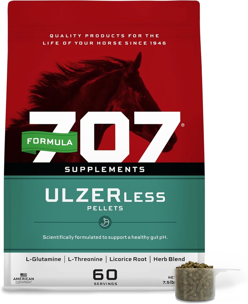 Formula 707 ULZERless Equine Supplement, τσάντα 7.5lb - Φυσική υποστήριξη κόκκων για άλογα με παράγοντες κινδύνου Ulcer