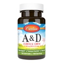 Carlson - A & D, 25000 IU (7500 mcg RAE) Βιταμίνη A, 1000 IU (25 mcg) Βιταμίνη D, Υποστήριξη Οράματος, Υγεία του δέρματος, 100 Softgels