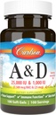 Carlson - A & D, 25000 IU (7500 mcg RAE) Vitamin A, 1000 IU (25 mcg) Vitamin D, Vizyon Desteği, Skin Health, 100 Softgels