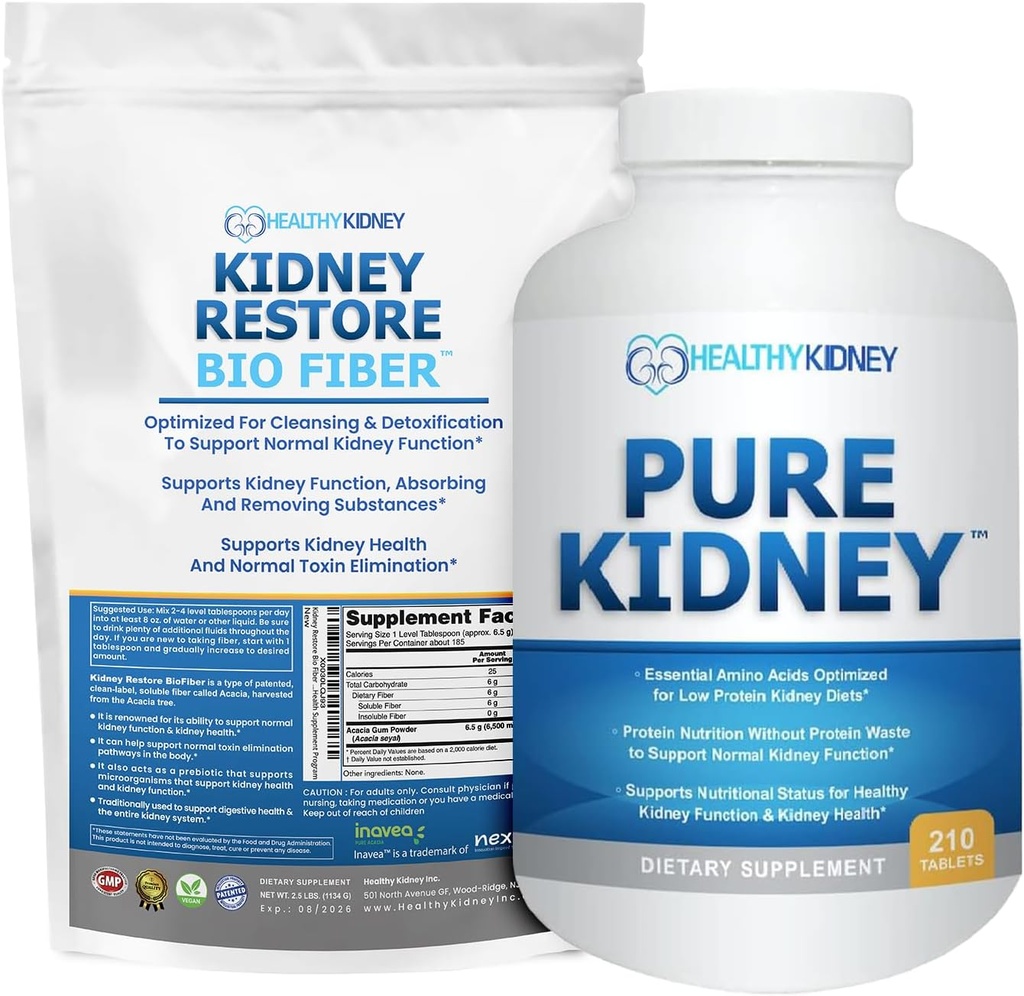 Kidney Bio Fiber Restorative Kidney Desteği ve Kidney Atık & Pure Kidney Health Supplement Essential Amino Asits protein Pills