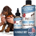 PetSilver - Immune Support (16 fl oz) ve Göz Yıkama (4 fl oz) Patentli Chelated Silver - Allergies, Sinus & Cough Tedavisi - Eye Clean & Tear Stain Rer For Cats and Dogs - Made in USA