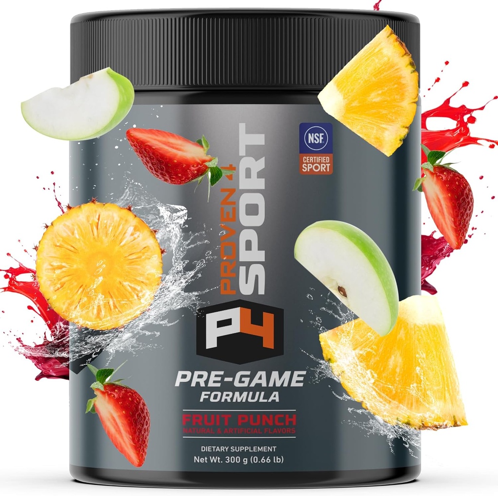 Proven4 Pre Workout Toz for Men and Women witht Tinaine - Beta Alanine - Caffeine, NSF sertifikalı ön çalışma Enerji Tamamı Meyveli 30 Hizmet