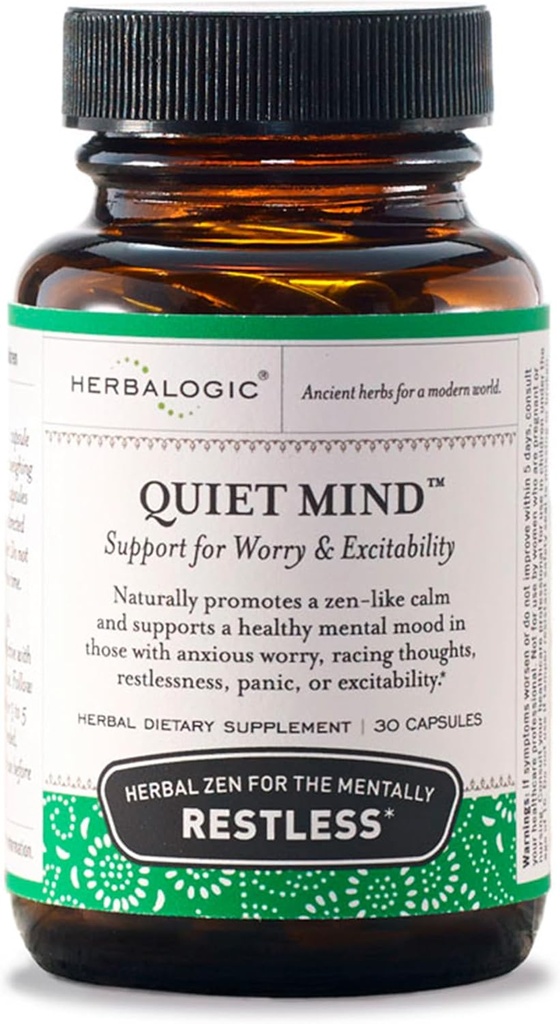 Herbalogic - Sessiz Mind Herb Capsules - Non-Sedating, Bir Zen-Like Calm - Eases Anxious Endişe ve Panicky Mood - Geleneksel Çin Formülü Pi Tang - 30 Cap Count Count Count