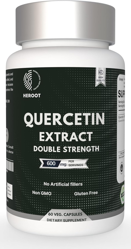 Quercetin Capsules Non-GMO,Gluten-Free, Vegetarian Supports General Health Strength Energy (120 Capsules)