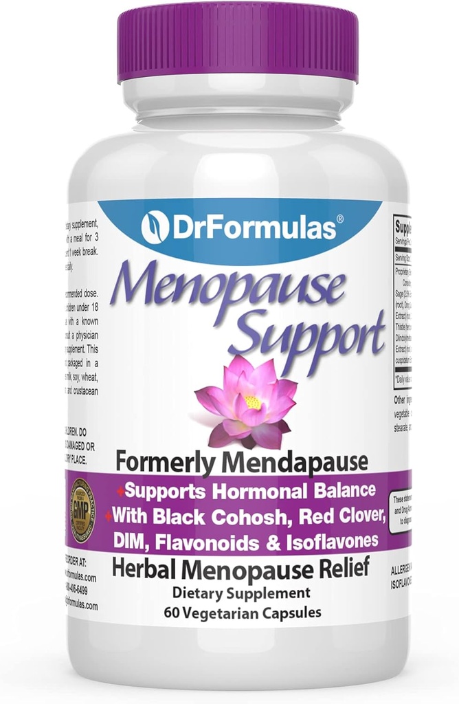DrFormulas Εμμηνόπαυση συμπλήρωμα για Hot Flashs, Night Sweats Relief, και υποστήριξη με DIM, Black Cohosh, Dong Quai (60 κάψουλες χορτοφάγων)