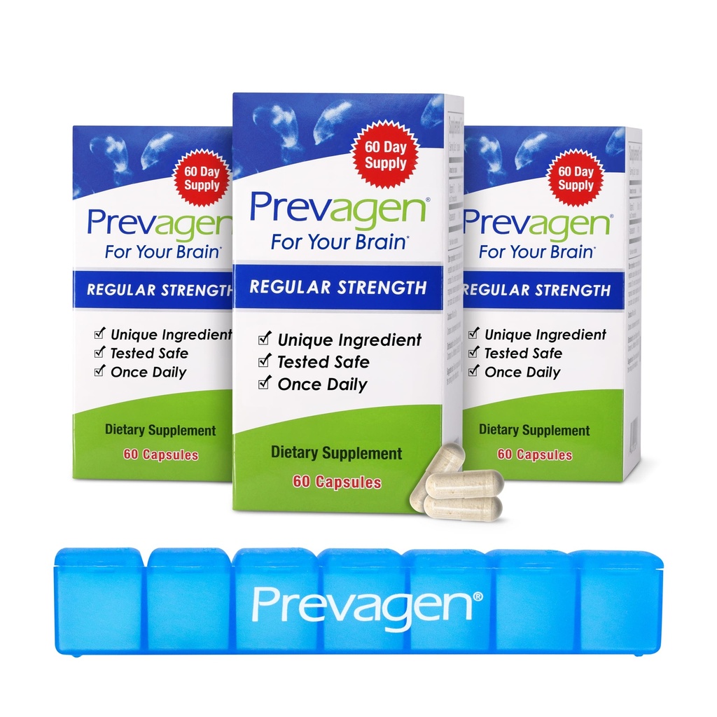 Prevagen Regular Strength - 180 Capsules (6 Month Supply) | Formulated for Your Brain | 10mg of Apoaequorin Plus Vitamin D3 with 7-Day Pill Minder