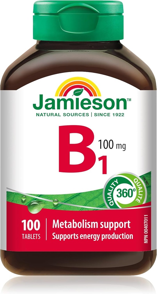 Jamieson Vitamin B1 (Thiamine) 100 mg, 100 tablets