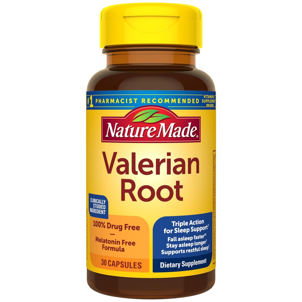 Nature Made Valerian Root for Sleep Support, Melatonin Free Sleep Aid for Yetişkinler, 30 Valerian Root Capsules, 30 Day Supply