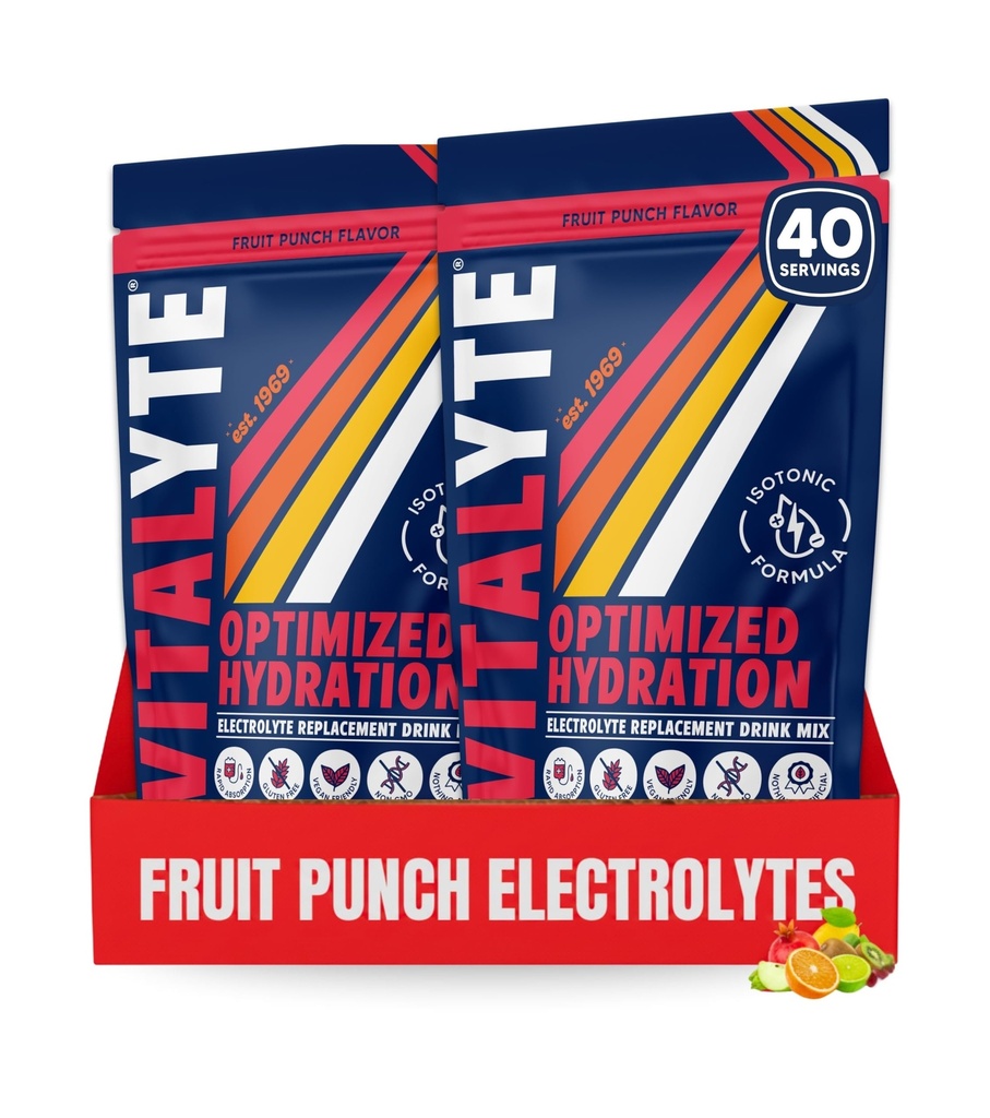 Vitalyte Electrolyte Toz İç Mix, Isotonic Electrolyte Hydration Mix, Gluten Free Post Workout Toz Mix, 2, 35 oz. Her biri, Meyve Züvor