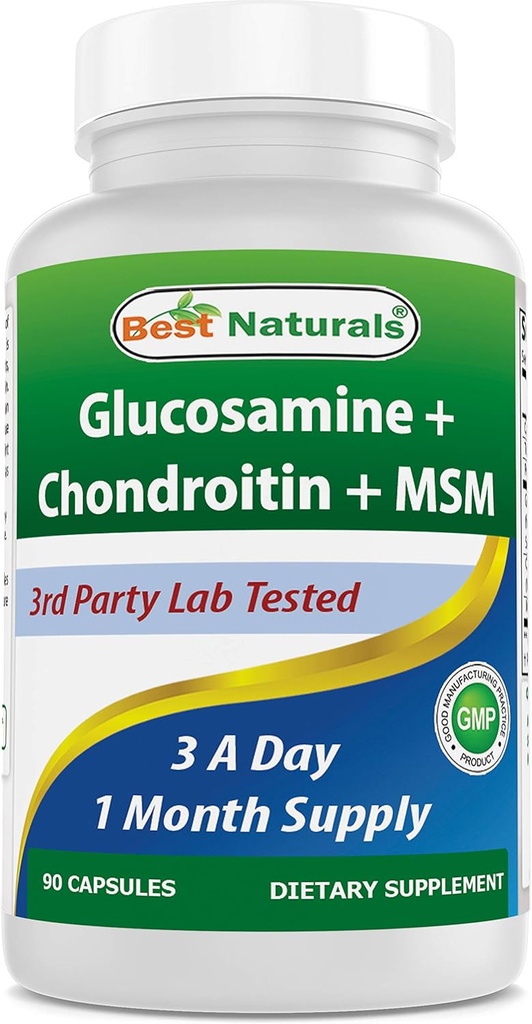 En İyi Doğallar, Glucosamine Chondroitin MSM Supplements, Hizmet başına 2600 mg, 90 Capsules (90 Count (Pack of 1))