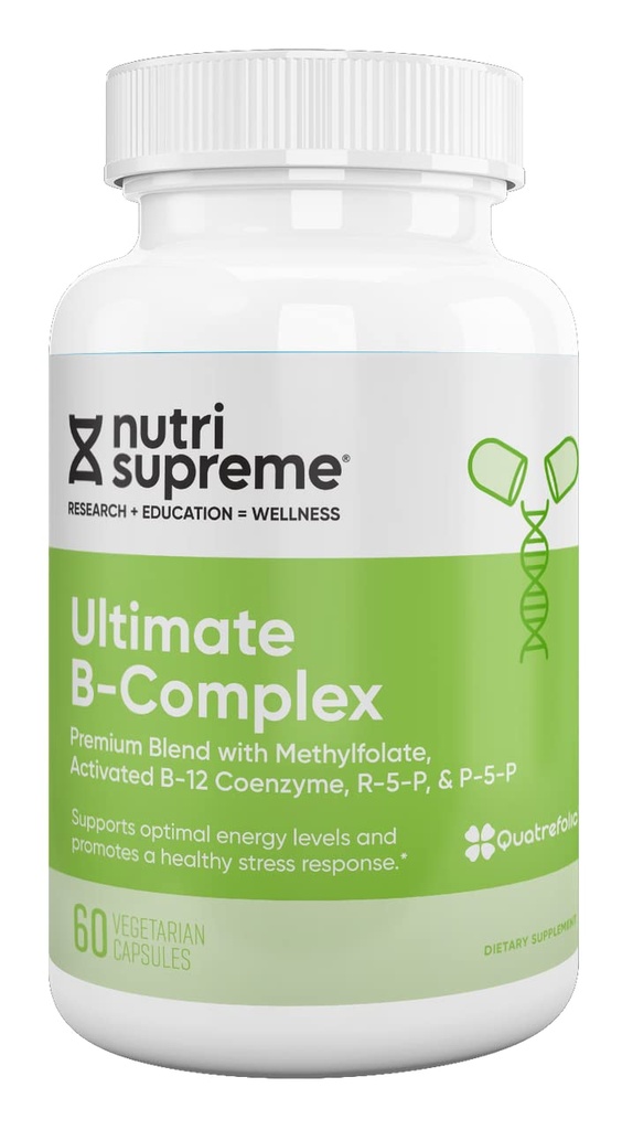 Nutri Supreme Ultimate B Kompleksi, Highly Absrobable Essential B Vitamins with Torchfolate to Support Nervous System Function, 60 Capsules