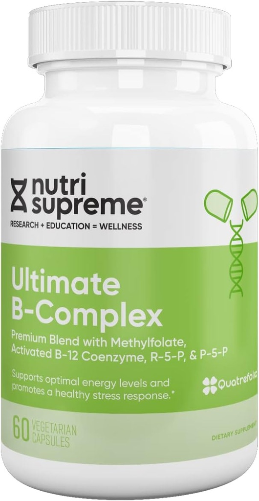 Nutri Supreme Ultimate B Kompleksi, Highly Absrobable Essential B Vitamins with Torchfolate to Support Nervous System Function, 60 Capsules