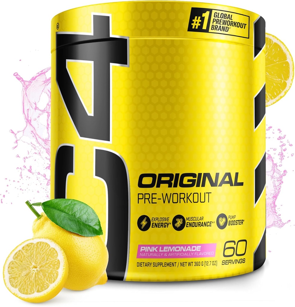 Cellucor C4 Original Pre Workout Toz Pink Lemonade Vitamin C for Immune Support Sugar Free Preworkout Energy for Men & Women 150 mg Caffeine + Beta Alanine + Kretine 60 Hizmetler