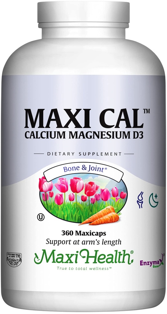 Maxi Healthuba 1000 mg Supplement with Vitamin D3 (1000 IU) ve Magnezyum (500 mg) - Erkekler ve Kadınlar için Kemik, Diş ve Ortak Destek - 360 Capsules - Maxi Cal