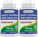 En İyi Doğallar Acetyl L-Carnitine ve Alfa Lipoic Asit 750 mg 120 Capsules (120 Kont (Pack of 2))
