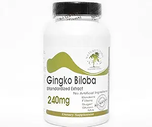 Ginkgo Biloba Standardized Extract 240mg 24% Glycosides ~ 200 Capsules - No Additives ~ Naturetition Supplements