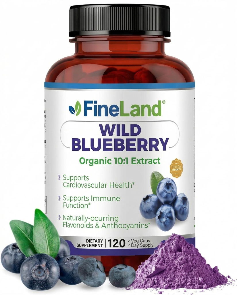 GüzelLand Wild Blueberry 10:1 Ekstraksiyon, 6.000 mg Güçlü, 120 Vegan Capsules, Flavonoids & Anthocyanins, Antioxy Support for Brain & Heart Health, 4-Month Supply, Non-GMO Made in USA