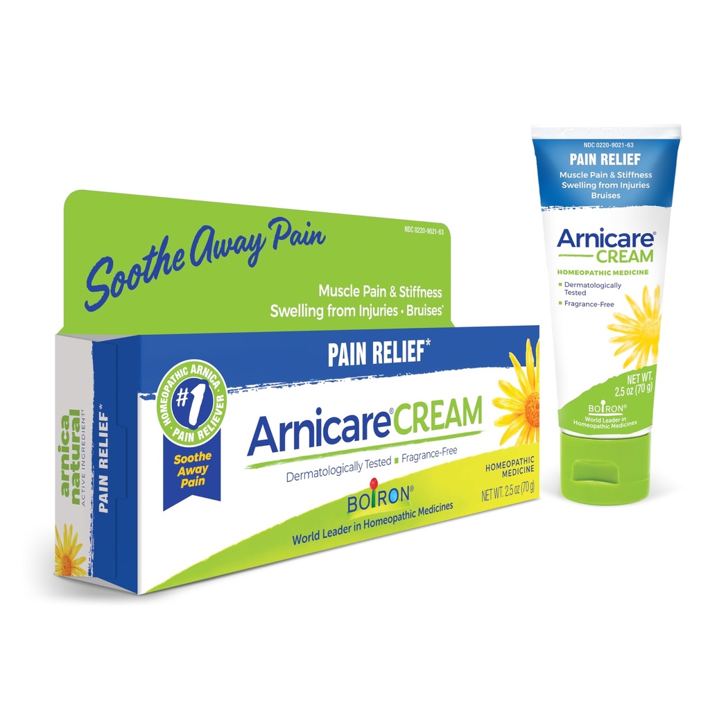 Boiron Arnicare Cream for Joint Pain, Muscle Pain, Swelling, Soreness, Stiffness, and Bruises - Fast Absorbing and Fragrance-Free - 2.5 oz