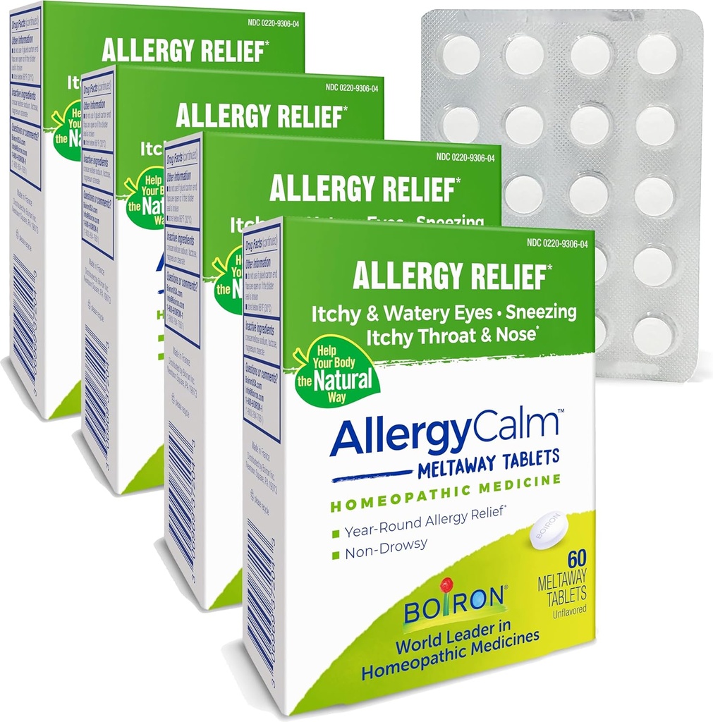 Boiron AlerjiCalm Tabletleri 240 Kont, Allergies ve Hay Ateş Sneezing, Runny Nose, Itchy Eyes, Throat, Alerji Calm Tabs (Formerly RhinAllergy) (Pazarda 4 60