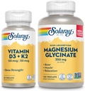 SOLARAY Vitamin D3 K2 ve Glycinate - Bone Health Sche - Kalsiyum Aborps, Nerve, Heart ve Immune Support w / 5000 IU Vitamin D, 350 mg Chelated Magnezyum, 60-Day Garanti, 60.