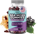 Biolore Sea Moss Gummies with Elderberry - Vegan Gummies for Women, Men and Kids with Bladderwrack & Burdock Root - 60parton