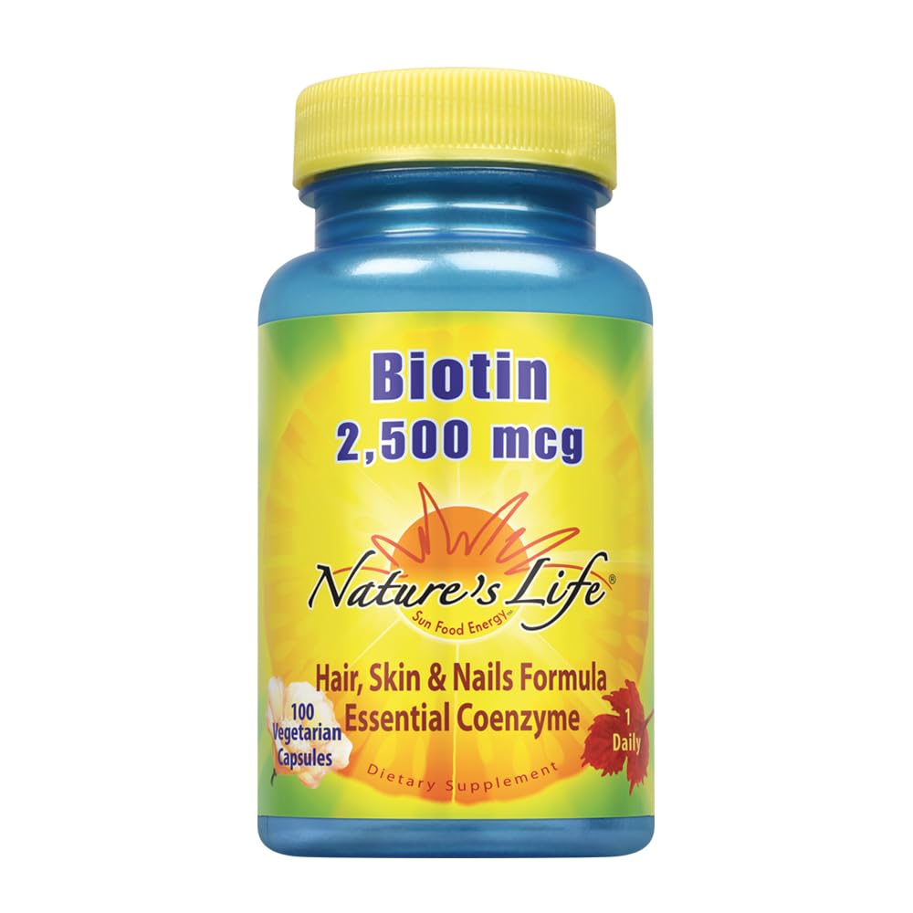 Nature's Life Biotin 250006 | Sağlıklı Saç, Cilt, Nail & Metabolism Desteği | Non-GMO | 100 Sebze Kapsülleri