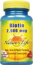 Nature's Life Biotin 250006 | Sağlıklı Saç, Cilt, Nail & Metabolism Desteği | Non-GMO | 100 Sebze Kapsülleri
