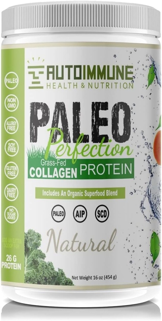 Paleo Protein Powder (Paleo Perfection), Grass-Fed Beef Collagen, Autoimmune Protocol (AIP), Keto, Specific Carbohydrate (SCD), Compliant/Legal - Natural (1 lb, 30 Servings)