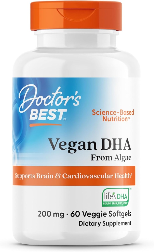 Doktorlar Algae'den en iyi Vegan DHA, Beyin ve Cardiovascular Sağlığı, Non-GMO, Gluten Free, Soy Free, Vegan 60 Veggie Softgels