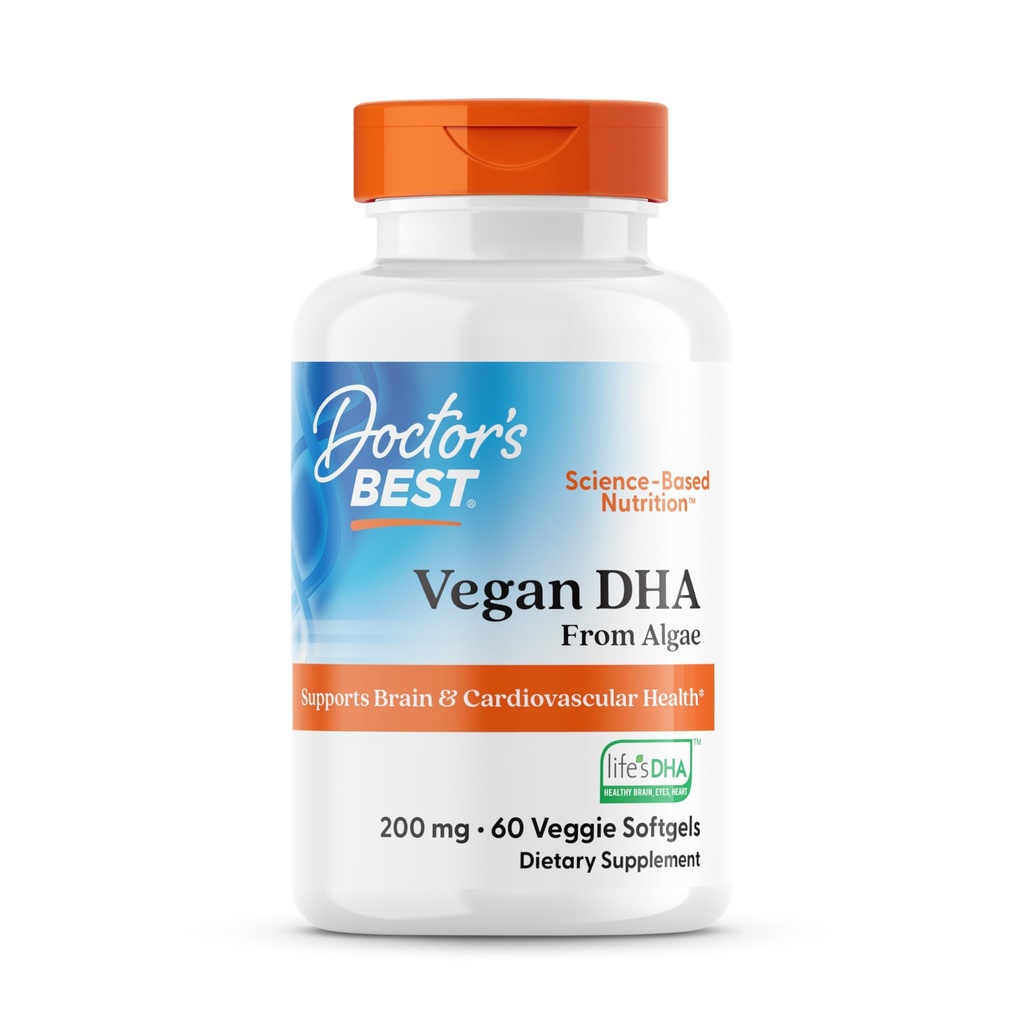 Doktorlar Algae'den en iyi Vegan DHA, Beyin ve Cardiovascular Sağlığı, Non-GMO, Gluten Free, Soy Free, Vegan 60 Veggie Softgels