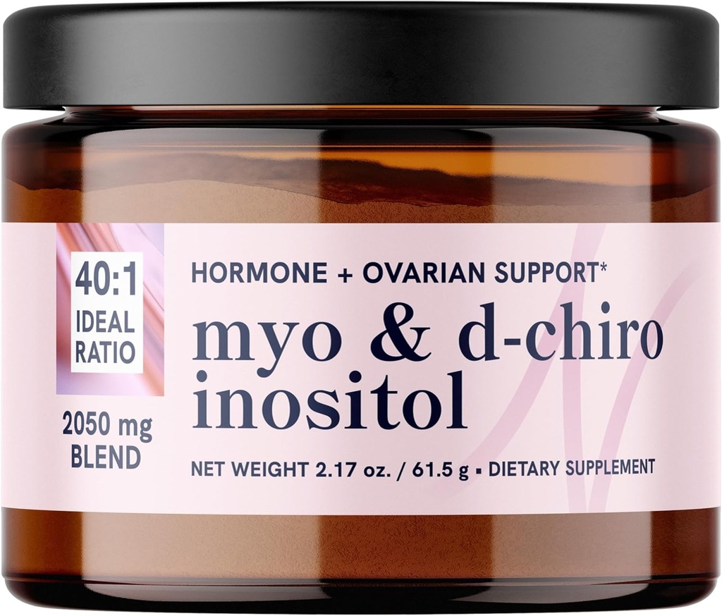 Myo-Inositol & D-Chiro Inositol Toz | Kadınlar için Hormon Denge | İdeal 40:1 Fiyatı | Myo 2000 mg, D Chiro 50 mg | Regulate Menstrual Cycle ve Support Ovarian Health | 30 Servisler, 2.17 oz.