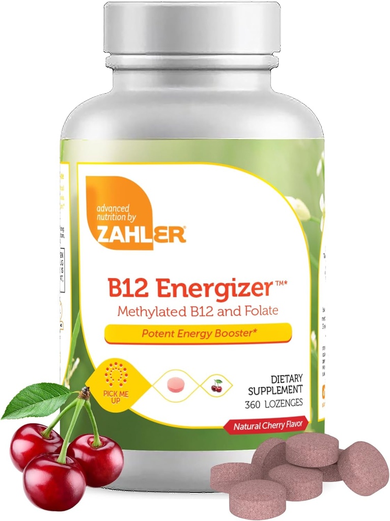 Zahler Energizer - Folate ve B12 Supplement - Hızlı Deyim Cherry Flavor Lozenges Dual Vitamin Me12 & Folate Supplement with 1360 mcg Folic Acid (360)